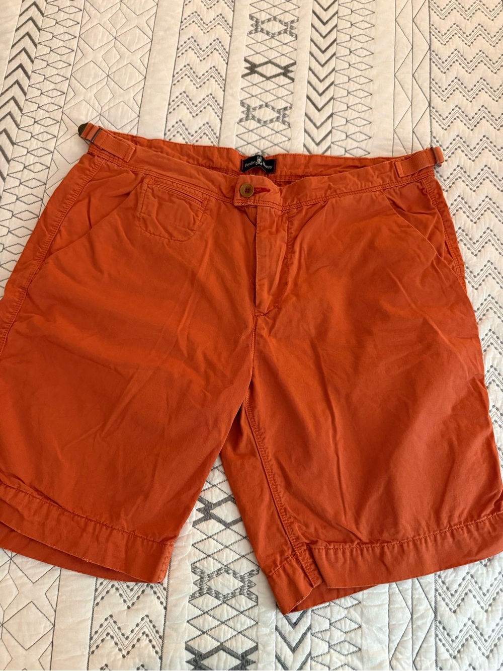Psycho Bunny Men's Orange Cotton Flat-Front Shorts